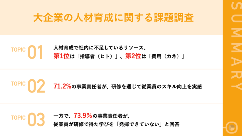 【無料ダウンロード】大規模調査：大企業の部長に聞く、人材育成の課題とは？